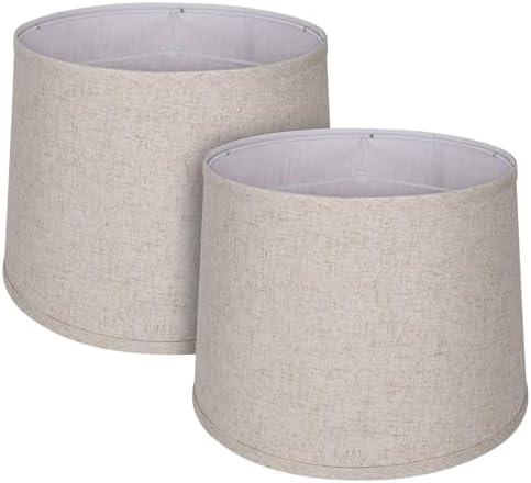 Large Lampshades Set of 2 Drum Lamp Shades 13" Top X 15" Bottom X 11" High, Large Lamp Shade Brown Lampshades Come with Spider/UNO Fitter 2 Installation Replacement Floor Lamp Shade