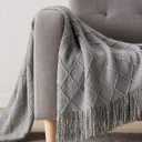 BOURINA Light Grey Throw Blanket 50 x90 Inches Throw Textured Solid Soft Sofa Throw Bed Runner Couch Cover Knitted Decorative Blanket Bed Runner
