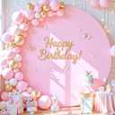 Baby Pink Round Backdrop Cover 7.2FT Circle Arch Backdrop Cover Baby Shower Birthday Party Balloon Wedding Photo Background Pink Circle Round Arch Cover Fabric Spandex