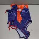 Women's Sexy Cutout Lingerie Set Cosplay Bodysuit 5 Piece with Stocking (Blue) Free size