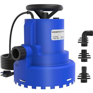 AgiiMan 1HP Automatic Submersible Water Pump, 5000GPH Sump Pump Utility Pump for Pool Draining, Water Removal Pump with 33' Power Cord for Flooded Areas, Swimming Pool, Flooded House Basement,Blue