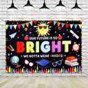 Tingjoo 7x5ft Preschool Kindergarten Graduate Backdrop Our Future is So Bright We Gotta Wear Shades Black Colorful Photography Background Class of 2026 Congratulate Graduation Party Decoration Banner