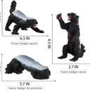 Honey Badger Figurines 3PCS Wild Animal Figures Model Cake Topper Decoration Toys Set Collection for Kids 5 6 7 8 Years Old