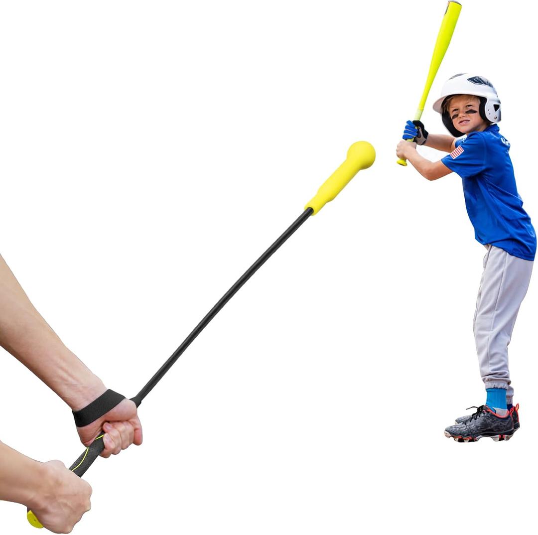 Baseball Hitting Stick,Batting Practice Equipment for Baseball and Softball,Extended Handlebar with Grip Strap,Ideal One-on-One Baseball Training Equipment, Baseball Swing Trainer