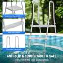 52" 4-Step Steel Frame Above Ground Swimming Pool Ladder, Heavy Duty Double Sided Removable Pool Steps with Non-Slip Plastic Steps and Platform for Entry and Exit the Pool