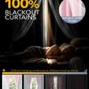 100% Blackout Curtains with Sheer Overlay, 2 Panels Thermal Insulated Double Layer Grommet Drapes for Girls Bedroom Living Room Darkening Apartment Windows Decor, 52" W x 84" L, Pink