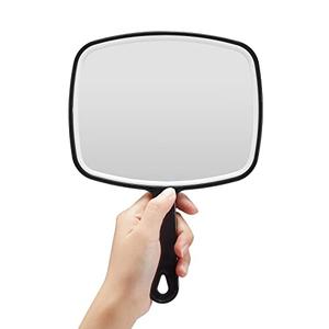 OMIRO Hand Mirror, Black Handheld Mirror with Handle, 6.6" W x 9.2" L