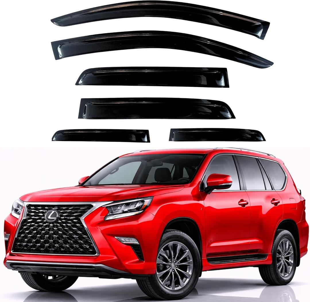 KPY Rain Guards Fit for 2010-2023 Lexus GX460, Out-Channel Window Visors Vent Wind Deflectors 6PC, Car Accessories for 10-23 Lexus GX Series