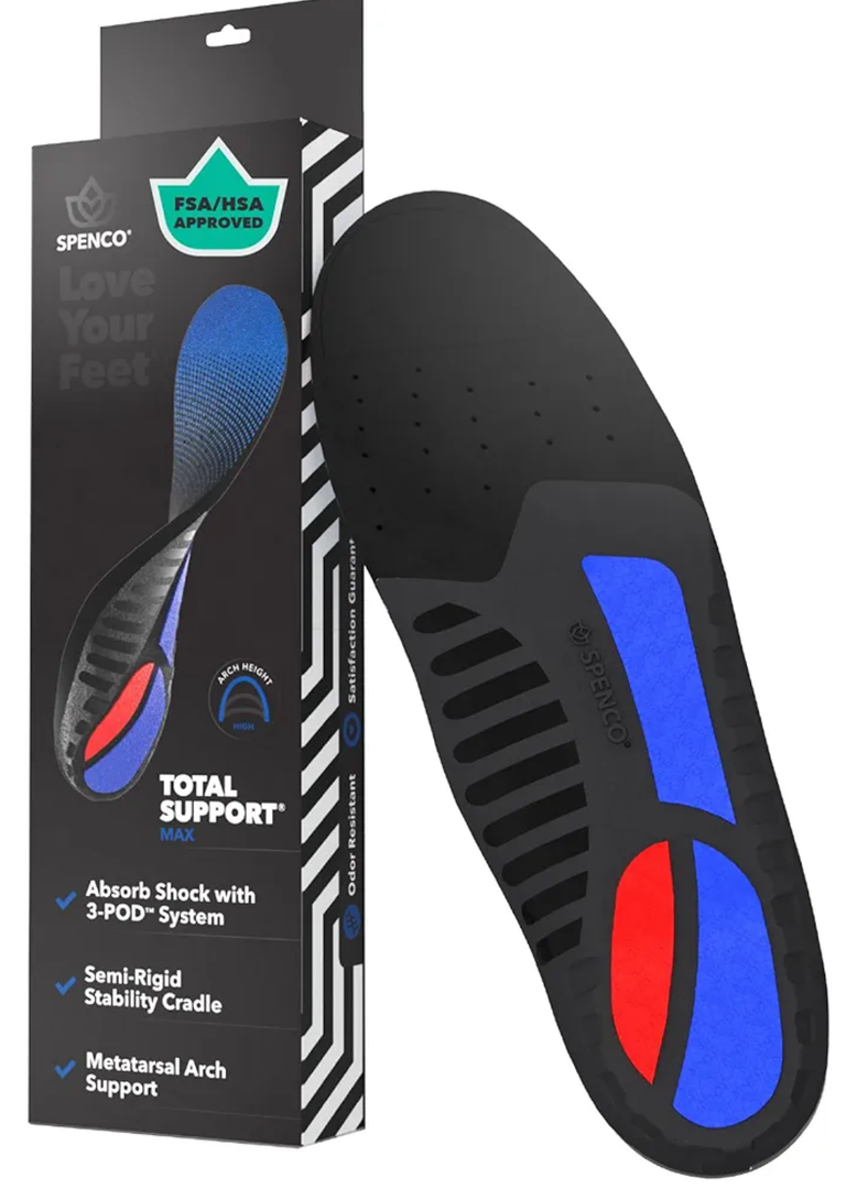 Spenco Total Support Max Shoe Insoles(FSA&HSA Eligible)Orthotic Metatarsal Arch Support Inserts, Absorbs Shock,Reduces Over-Pronation,Conforms to Foot, Deep Heel, 12 inch