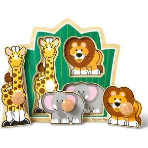 Melissa & Doug Jungle Friends Safari Animals Jumbo Peg Wooden Puzzle