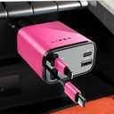 LISEN Retractable Car Charger 4 in 1, Fast Car Phone Charger with Cord 31.5inch, USB C and Apple Cars Adapter, Pink Accessories for Cute Women fit for iPhone 17 16 15 14 13 12 11 X, Samsung S26 S25