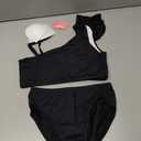 Girls Bathing Suit Size 10-12 Years Old Black UPF50+ 2-Piece Ruffle Swimsuit Sets for Pool