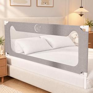 Bed Rail for Toddlers, 1 Piece Thickened Baby Bed Rail Guard with Height Adjustable, No-Drill Needed Bed Safety Fence for Baby with Headboard Rod, Bed Side Rails for Kids, 74.8in