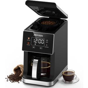AIRMSEN Grind & Brew Coffee Maker with Built-In Grinder 5-Cup