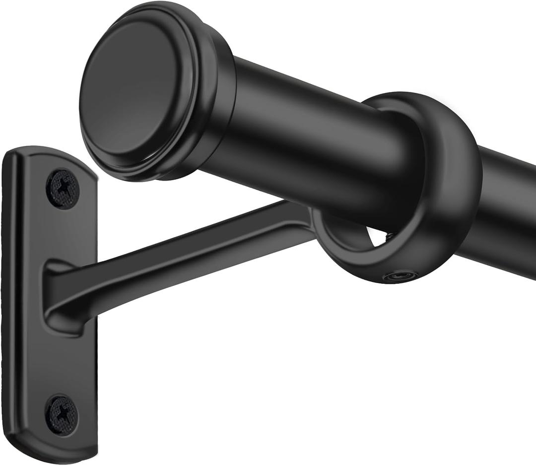 1 Inch Blackout Curtain Rods for Windows Patio, Adjustable Room Divider Curtain Rod Wall Mount & Ceiling Mount for Indoor & Outdoor, Black, 168" to 240"