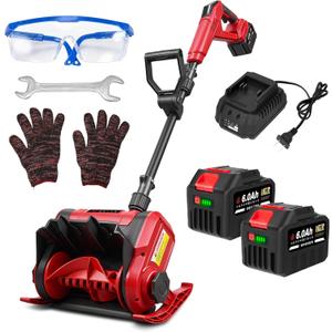 Snow Shovel, 20V | 12-Inch Cordless Snow Blower, Electric Snow Shovel with 2PCS 6.0Ah Batteries & Quick Charger, Battery Powered Snow Blower with Non-Slip Base & Adjustable Handle