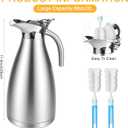 4 PCS 68 Oz Coffee Carafes for Keeping Hot and Cold, Insulated Pitcher Thermal Coffee Carafe with 4 Brushes Stainless Steel Tea Flask Double Walled Vacuum Large Thermos for Hot Drinks, Beverage, Water