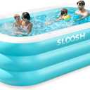 SLOOSH Inflatable Pool for Adults with Seats, 120" x 72" x 22" Full-Sized Blow Up Durable Thickened Above Ground Family Pool, Large Swimming Pools for Backyard Garden Lawn Summer Water Party, Cyan