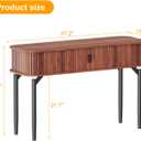 GarveeHome Fluted Console Table with Storage, Wood Sofa Table with Sliding Door, Entryway Table with Storage Space for Living Room, Couch, Hallway, Foyer, Walnut