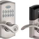 Kwikset SmartCode 955 Pembroke Light Commercial 10-Button Keypad Electronic Lever, Featuring Convenient Keyless Entry, 3-Year Batter Life and High Traffic Durability Satin Nickel