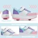 HSQ Fashion Sneaker Roller Skate Shoes for Boys Girls Kids Detachable Wheeled 2 in 1 Skating Shoes with Wheels, 35