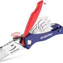 WORKPRO Folding Utility Knife, Quick-Change Box Cutter, Blade Storage in Handle with 5 Extra Blades Included