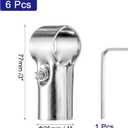 uxcell 6Pcs 180 Degree Structural Pipe Connectors 2 Way End Rails Clamp with Wrench Stainless Steel Corner Pipe Fittings for DIY Shelf Garden Support 1"/1.1" Fit Pipe Dia, Silvery