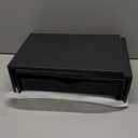 Spacrea Metal Desk Organizers and Accessories, Dual Monitor Stand Riser with Drawer and 2 Pen Holders, Desk Accessories & Workspace Desktop Organizers for Office Supplies (Black)