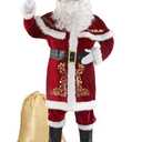 Boveco Christmas Santa Claus Costume for Men Adult 12pcs Santa Suit Deluxe Professional Velvet Outfit for Xmas Holiday Party Cosplay 2XL