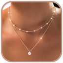 OGD Gold Pearl Necklaces Set for Women 14K Gold Plated Dainty Layered Pearl Cute Daisy Pearl Choker Gold Necklace Gifts for Women Gold Trendy Jewelry Gifts