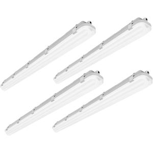 hykolity 4 Pack 4FT LED Vapor Tight Light, 40/50/60W Vapor Light Fixture, [2-lamp F32T8 Equiv.] 4000K/5000K/6000K CCT Selectable, 130lm/W, Waterproof Shop Light for Parking Carport Car Wash