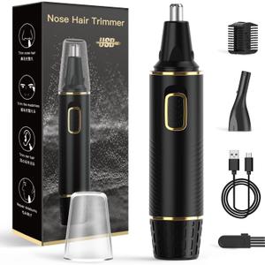 XOOMRSCP Nose Hair Trimmers for Men，Rechargeable Hair Trimmer 2 in 1 Painless Multifunctional Ear and Nose Hair Trimmer with IPX7 Waterproof Dual Edge Blades (Black)