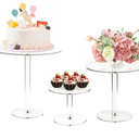 WILLSIN Acrylic Cake Stand, Round Cake Stands for Dessert Table, Clear Cupcake Stand for Birthday Party, Pastry Candy Pizza Display Riser for Wedding Event (3 sets)