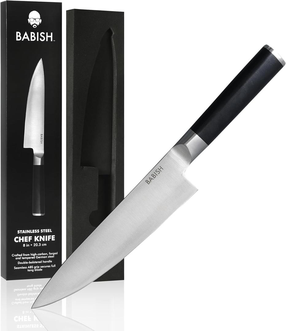 Babish 8-Inch Chef Knife  High-Carbon German 1.4116 Steel Kitchen Knife  Professional Cutlery for Precise Slicing and Chopping