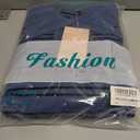 MASCOMODA Womens Sweaters Fall 2025 Oversized Striped Sweater Long Sleeve Polo V Neck Loose Side Slit Knitted Tunic Tops (Blue, XL)