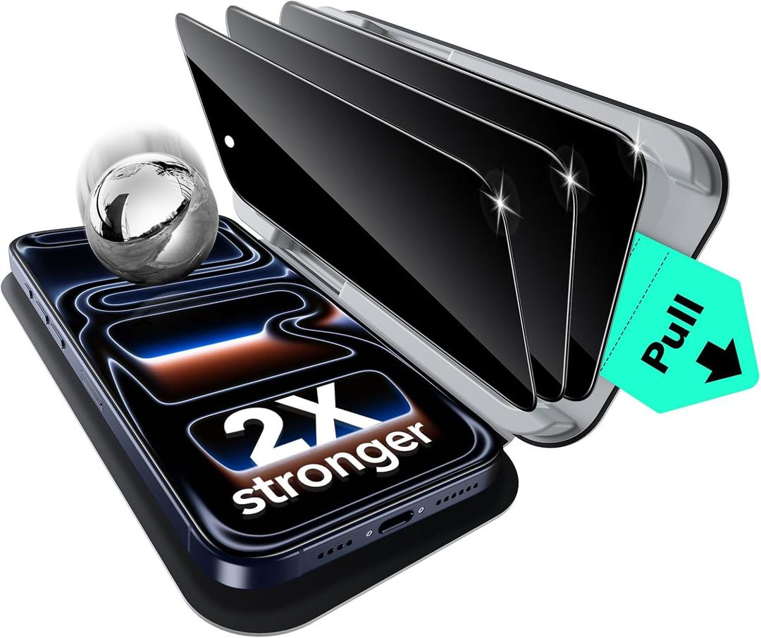 ESR 3 Pack for iPhone 17 Pro Privacy Screen Protector, Military Grade Shatterproof, 9H Hardness, Anti-spy Tempered Glass with UltraFit Tray