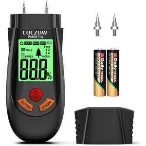 Wood Moisture Meter, with battery and LCD display, suitable for quick determination of moisture content of many types of logs, paper, plywood, plaster walls, floor coverings, etc.