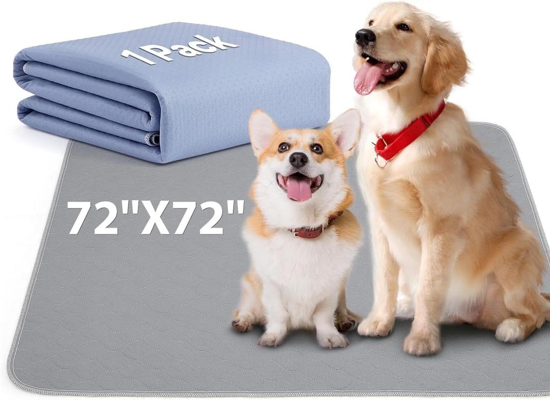 72" x 72" Extra Large Dog Pee Pad - Waterproof Quick Drying Pet Pad for Dogs, Reusable Puppy Pads, Anti-Slip Floor Pad Playpen Crate Washable Mat for Dog Whelping Incontinence Housebreaking, 1 Pack