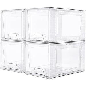 JollyPack 2 Pack Clear Stackable Storage Drawers, Easy to Assemble Multi-Use Bathroom Organizers and Storage, Suitable for Vanity, Bathroom, Makeup, Under Sink, Office, Kitchen and Pantry, 11.8"D x 7.1"W x 6.8"H