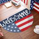 Tinideya Patriotic Welcome Doormat Outdoor 250 Anniversary 4th of July Coir Door Mat USA Red Blue White Indoor Entrance Door Mat America Non-Slip Rubber Backing for Independence Day Front Porch Decor