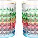 SALADAYS Whiskey Glasses Set of 2, 10oz Colorful Old Fashioned Glasses, Crystal Glassware for Bourbon Scotch Cocktail Rum Vodka Liquor