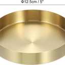 uxcell Stainless Steel Decorative Tray 5" Round Serving Tray Metal Decorative Plate for Jewelry, Makeup, Candle, Kitchen Tableware, Gold