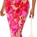 PRETTYGARDEN Womens Summer Wedding Guest Dress 2026 Spring Mesh Sleeveless Bodycon Ruched Floral Holiday Maxi Long Dresses, Size Large