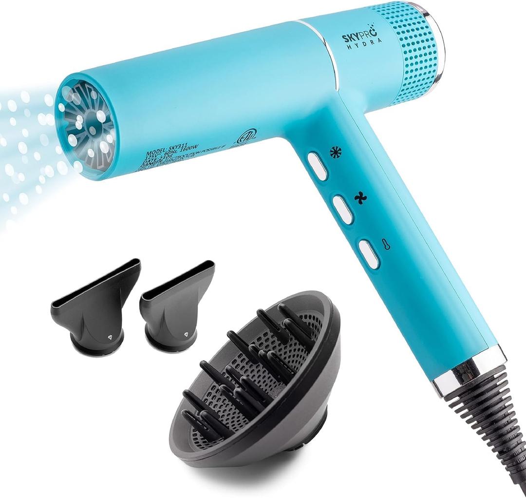 Mini Hair Dryer with Diffuser for Curly Hair | Ultra-Fast Drying & Quiet | Professional Blow Dryer with 20x Faster Brushless Motor | Small Hair Dryer BLDC Motor by SKYPRO