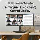 LG 34WR55QK-B 34-inch UltraWide WQHD (3440 x 1440) Curved Computer Monitor, 100Hz, 5ms, HDR10, Reader Mode, HDMI, DisplayPort, USB Type-C, Tilt/Height Adjustable Stand, Black
