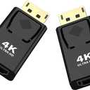 BERLAT Displayport to HDMI ConverterDP to HDMI Adapter [2-Pack],3840x2160p Male to Female Converter Compatible with Computer,Desktop,Labtop,PC,Monitor,HDTV - Gold Plated