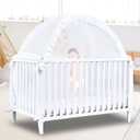 Baby Crib Tent Safety Net to Keep Baby in, Pop Up Crib Tent Canopy Keep Baby from Climbing Out, Mosquito Net for Baby Crib, Ultra Stable Frame, Durable Strong Self-Locking Zipper, White