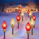 Moonflor Strawberry Jumbo C9 Christmas Lights Outdoor - 2 Pack Total 17FT 10 LED Jumbo C9 Christmas Pathway Lights Outdoor, Christmas Decoration for Outside Lawn, Red & Warm White
