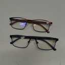 2 Pack Blue Light-Blocking Reading Glasses for Men, Stylish Metal Frame Readers