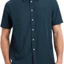 Men's Short Sleeve Button Down Shirts Classic Regular Fit Summer Beach Shirt with Pocket (XXL)